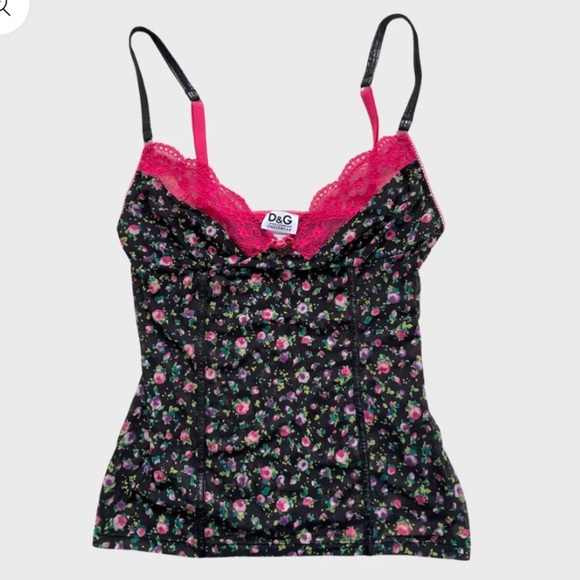 Dolce & Gabbana Vintage Black Floral mesh lace cami top bustier corset top S - Picture 5 of 14